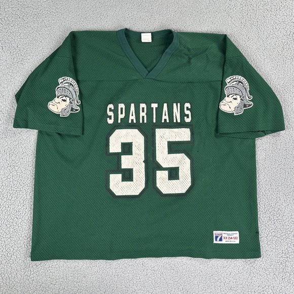 LOGO 7 Jackets & Blazers - VTG 90s Logo 7 Michigan State Football Jersey #35 Men XX 54-56 Green Made in USA
